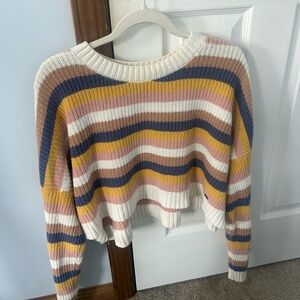 Hollister Cream and Pink Crew Neck Sweater